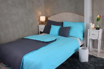Lenjerie de pat monocolor bumbac - albastru/gri închis - Mărimea 220x200 + 2x 70x90 cm
