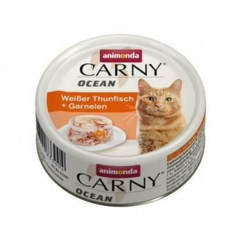 CARNY Ocean, Ton Alb și Creveți, conservă hrană umedă pentru pisici, (In aspic), 80g