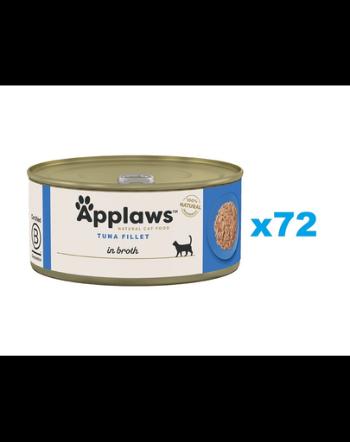 APPLAWS Cat Adult Tuna Fillet in Broth conserva mancare pisica 72x70 g file ton in supa