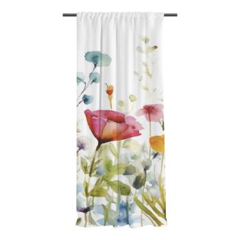 Draperie albă din bumbac satinat 110x250 cm Watercolour Flowers – Butter Kings