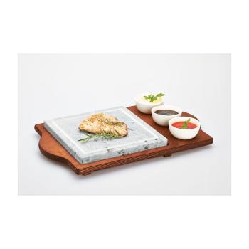 Set tavă, piatră pentru gătit și boluri Bisetti Stone Plate, 48 x 30 cm