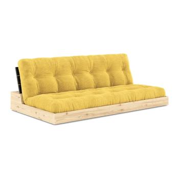 Canapea galbenă extensibilă cu tapițerie din catifea reiată  196 cm Base – Karup Design