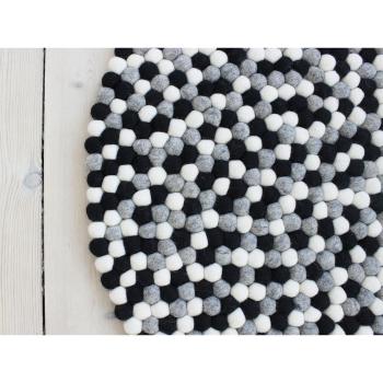 Covor cu bile din lână Wooldot Ball Rugs, ⌀ 90 cm, alb - negru