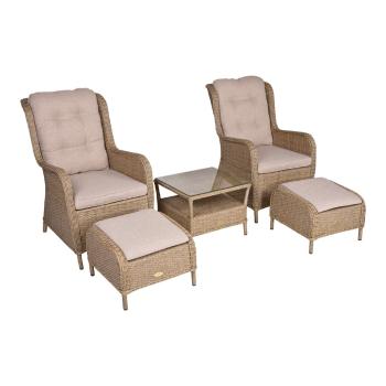 Set mobilier de grădină maro deschis din ratan artificial pentru 2 persoane Valencia – Garden Pleasure