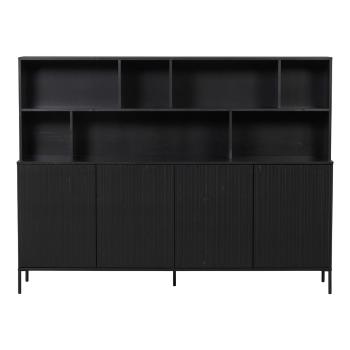 Bibliotecă neagră din lemn de pin 200x150 cm Gravure – WOOOD