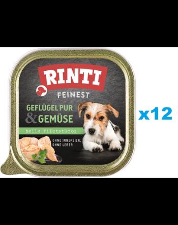 RINTI Feinest Poultry Pure&amp;Vegetables pasare si legume 12x150 g mancare caini