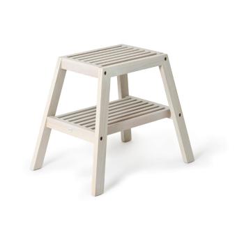 Scaun din lemn de stejar Wireworks Slatted Stool, gri