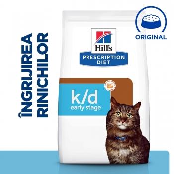 HILL'S Prescription Diet k/d Kidney Care Early Stage, dietă veterinară pisici, hrană uscată, sistem renal, 3kg