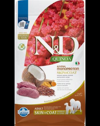 FARMINA N&amp;D Quinoa Dog Adult Medium&amp;Maxi Skin&amp;Coat Venison &amp; Coconut 2,5 kg pentru rase medii si mari