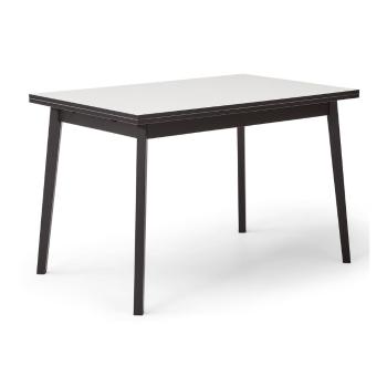 Masă de dining extensibilă albă-neagră cu aspect din lemn de stejar Hammel Single, 120 x 80 cm