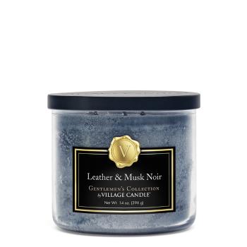 Village Candle Lumânare parfumată în sticlă Leather & Musk Noir 396 g