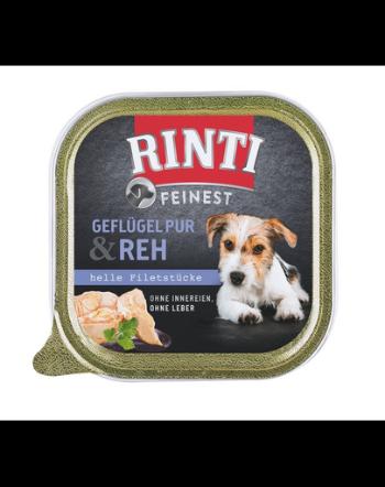 RINTI Feinest Poultry Pure&amp;Deer pasare si cerb conserva pentru caini 150 g