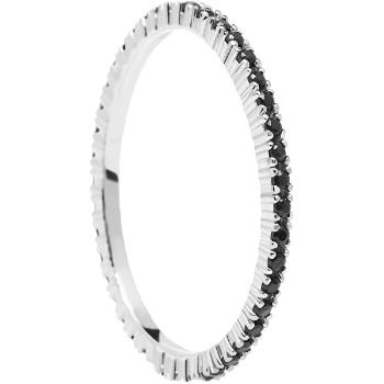 PDPAOLA Inel de argint cu zirconii negre Negru Essential Silver AN02-348 52 mm