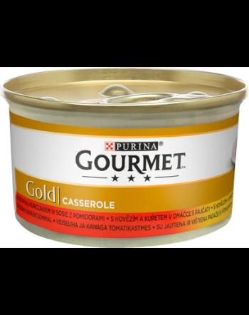 GOURMET Gold Casserole hrana umeda pentru pisici, cu vita si pui in sos 24 x 85g