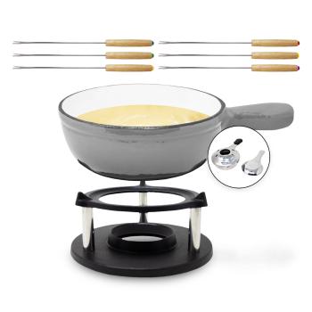 Klarstein Holsten, set fondue, oală, încălzitor, arzător, 6 furculițe, 1,5 l, fontă