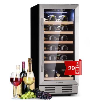 Klarstein Vinovilla 29 Built-In, frigider pentru vin incorporabil, 81 l / 29 sticle, 1 zona, ușă sticlă, inox