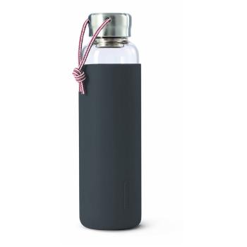 Sticlă pentru apă cu husă din silicon Black + Blum G-Bottle, 600 ml, negru