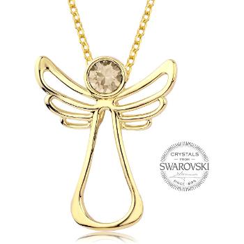 Levien Colier cu Înger placat cu aur și cu cristal Swarovski Guardian Angel