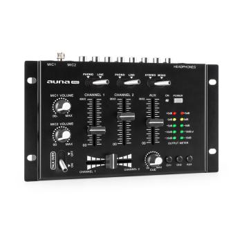 Auna Pro TMX-2211, MKII, DJ-Mixer, 3/2 canale, crossfader, talkover, montare pe raft, negru