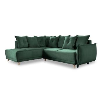 Colțar verde extensibil cu tapițerie din catifea reiată  (colț stânga) Lazy Lukka – Miuform