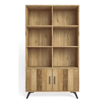 Bibliotecă roșu/ cu aspect de lemn de stejar 92x160 cm Nordic – Marckeric