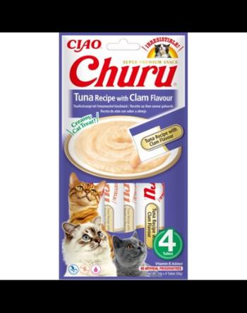 INABA Churu Tuna with clam flavour 4x14g ton si scoici pentru pisica