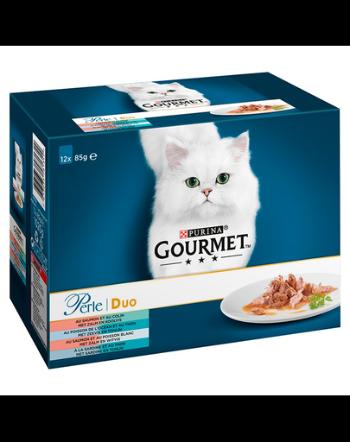 GOURMET Perle Duet Hrana umeda cu peste pentru pisici adulte 12x85g