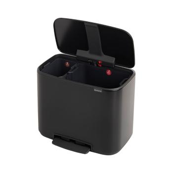 Coș de gunoi negru mat de reciclat/cu pedală din oțel 34 l Bo – Brabantia