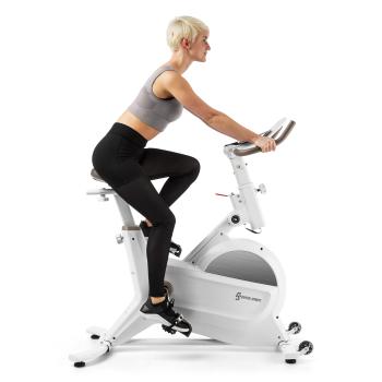 Capital Sports Aeris, bicicletă de exerciții, 18 kg, 8 rezistoare magnetice de până la 120 kg, albă