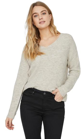 Vero Moda Pulover pentru femei VMCREWLEFILE Regular Fit 10233357 Birch MELANGE XL