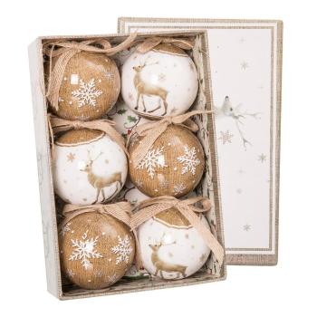 Set 6 decorațiuni pentru Crăciun Unimasa Deers, bej - alb