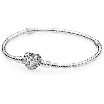 Pandora Brățară de argint cu inimă sclipitoare 590727CZ 17 cm