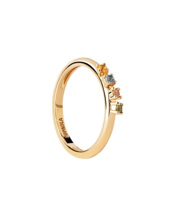 PDPAOLA Inel fermecător placat cu aur cu zircon RAINBOW Gold AN01-C10 58 mm