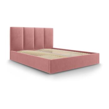 Pat dublu cu tapițerie din catifea Mazzini Beds Juniper, 180 x 200 cm, roz