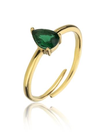 Emily Westwood Inel fermecător placat cu aur cu zircon verde Presley EWR23063G