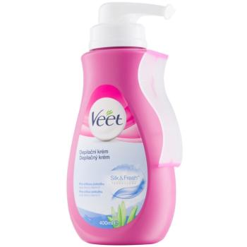 Veet Silk & Fresh crema depilatoare pentru piele sensibila Aloe Vera si Vitamina E 400 ml