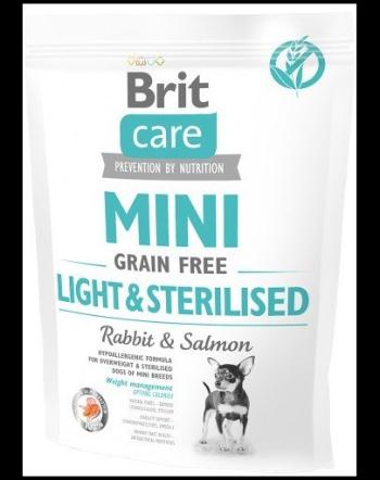 BRIT Care Grain Free Mini Light&amp;Sterilised hrana uscata caini adulti talie mica cu tendinta de ingrasare, somon si iepure 400g