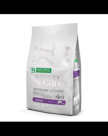 NATURES PROTECTION SUPERIOR CARE White Dogs Grain Free Salmon Junior All Breeds 1,5 kg cu somon pentru catei cu blana alba