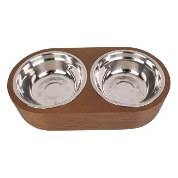 Set 2 boluri din metal pe structură din lemn închis PT LIVING Pet, lățime 18 cm