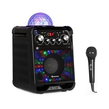 Auna ROCKSTAR LED, sistem karaoke, cd player, bluetooth, aux, 2 X 6.3 mm, negru
