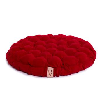Pernă relaxare cu bile de masaj Linda Vrňáková Bloom, Ø 75 cm, roșu închis