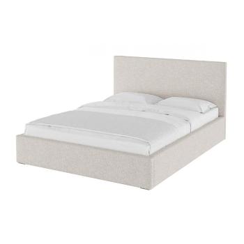 Pat matrimonial bej tapițat cu spațiu de depozitare cu somieră 180x200 cm Bufo Bed – MESONICA