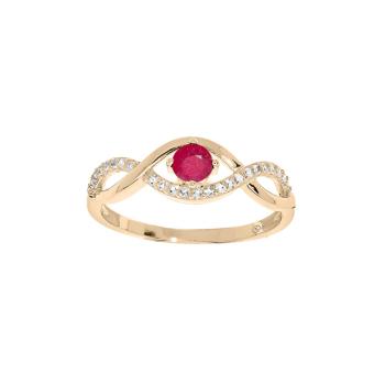 Troli Inel fermecător placat cu aur cu zircon fucsia PO/SR00716O 58 mm