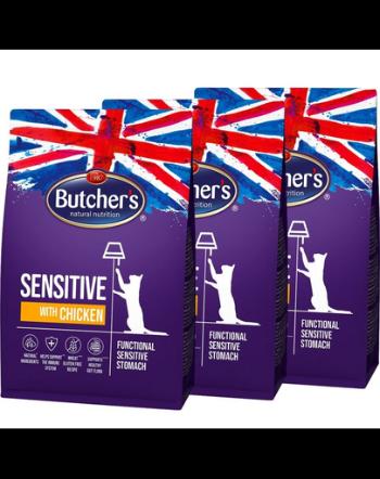 BUTCHER'S Functional Cat Sensitive hrana pisici sensibile 3x800 g cu pui