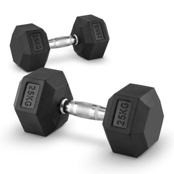 Capital Sports Hexbell 25 Dumbbell, o pereche de gantere, 25 kg