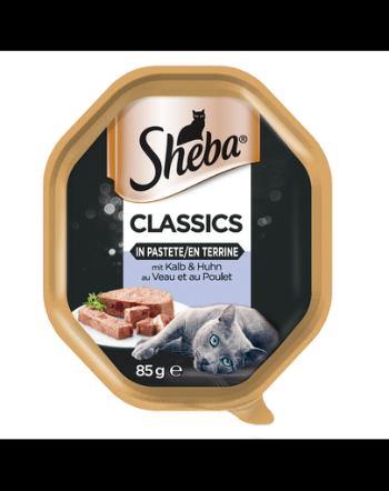 SHEBA Classics 85g*22 z Cielęciną i Kurczakiem - mokra karma dla kotów w pasztecie + 6x50g Fresh &amp; Fine GRATIS