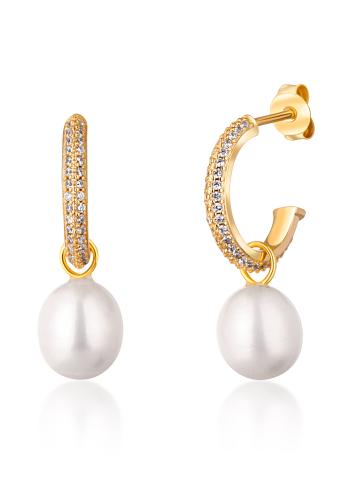 JwL Luxury Pearls Cercei minunați placați cu aur cu perle albe adevărate 2v1 JL0771