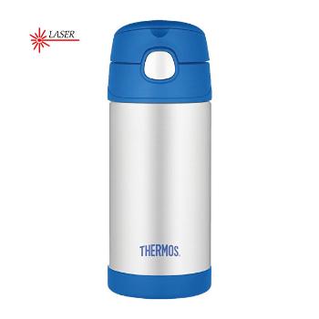 Thermos FUNtainer Termos pentru bebelusi cu curea - argint / albastru 355 ml