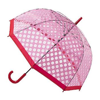 Blooming Brollies Umbrelă transparentă cu baston Stick Umbrella with Pink polka dots POESPR