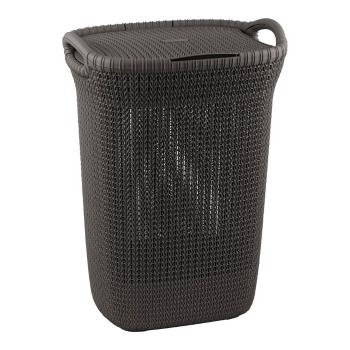 Coș pentru rufe murdare Curver Knit Hamper, 57 l, gri închis